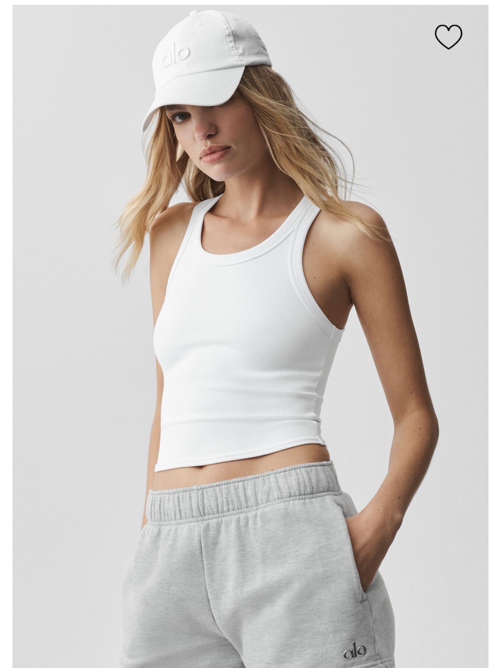 ALO goddess ribbed go to tank - white
